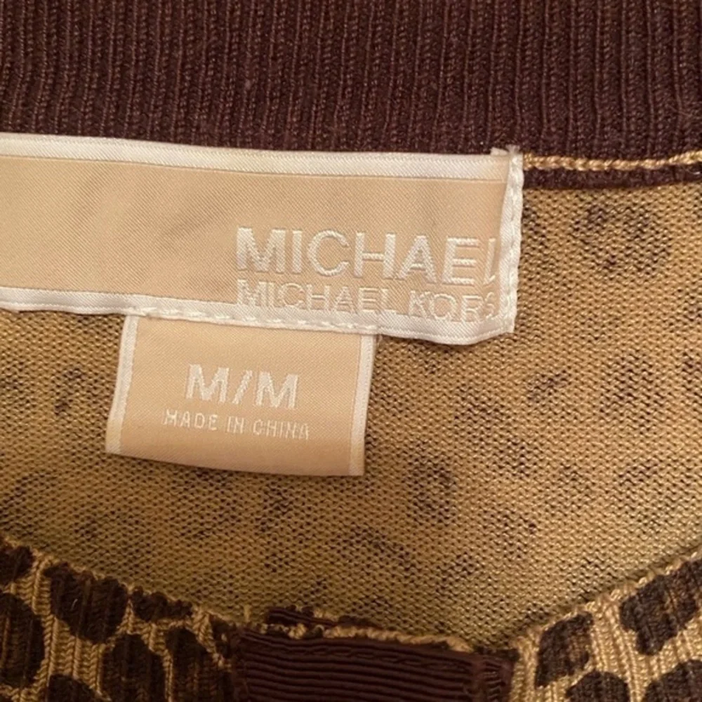 Michael Michael Kors Leopard Print Snap Front Sweater Color: Black/Brown Size: M